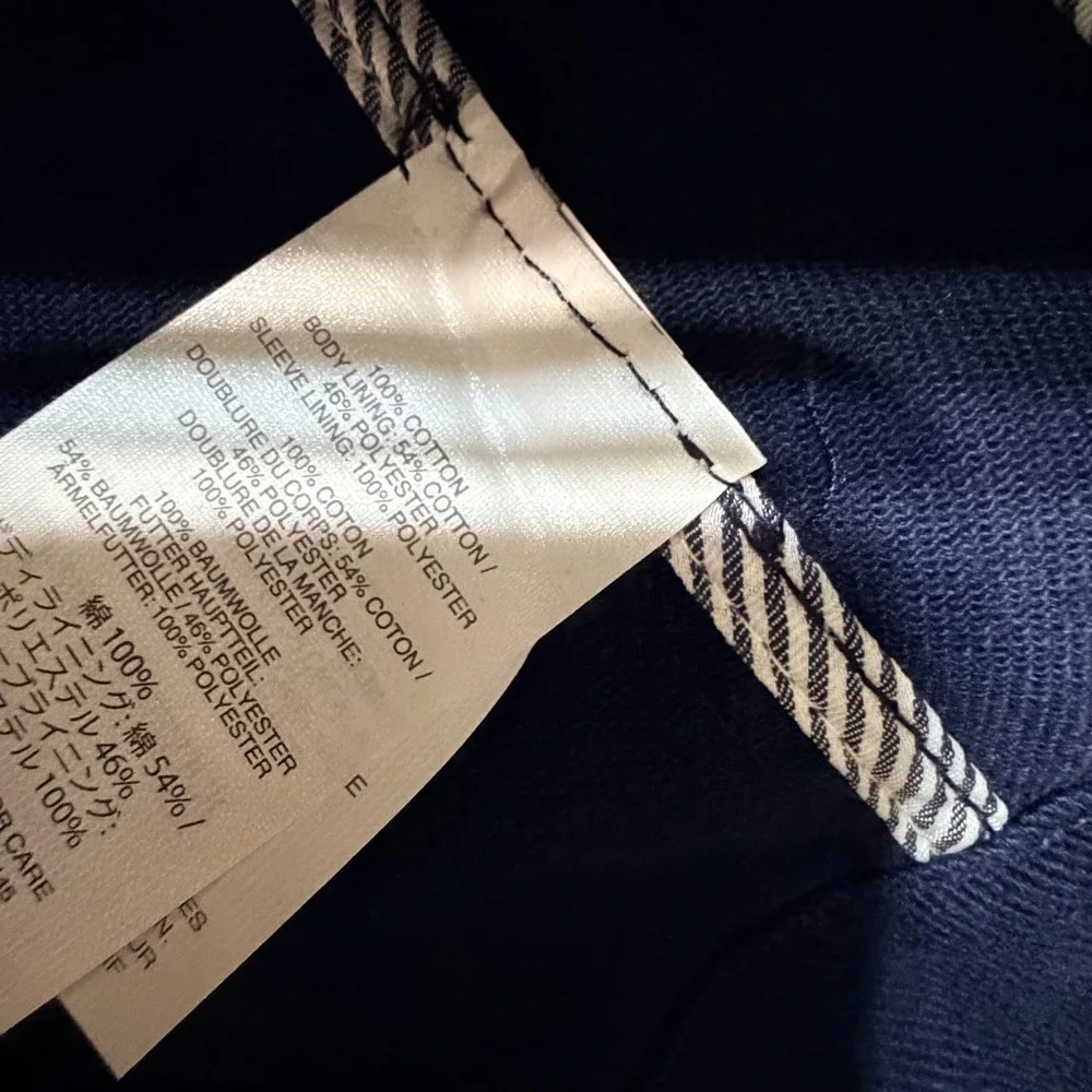 J.Crew Womens Navy Blue Cotton Double Breasted Pea Coat Jacket White Buttons 2 - Picture 7 of 8